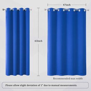 DUALIFE Royal Blue Room Darkening Curtains 55x63" – 2 Panels Thermal Grommet Set